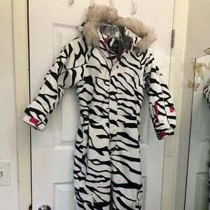 SNBOCON Kids Waterproof Zeebra One Piece Ski Snow Suite Winter 130cm ~8-9yo girl